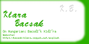 klara bacsak business card